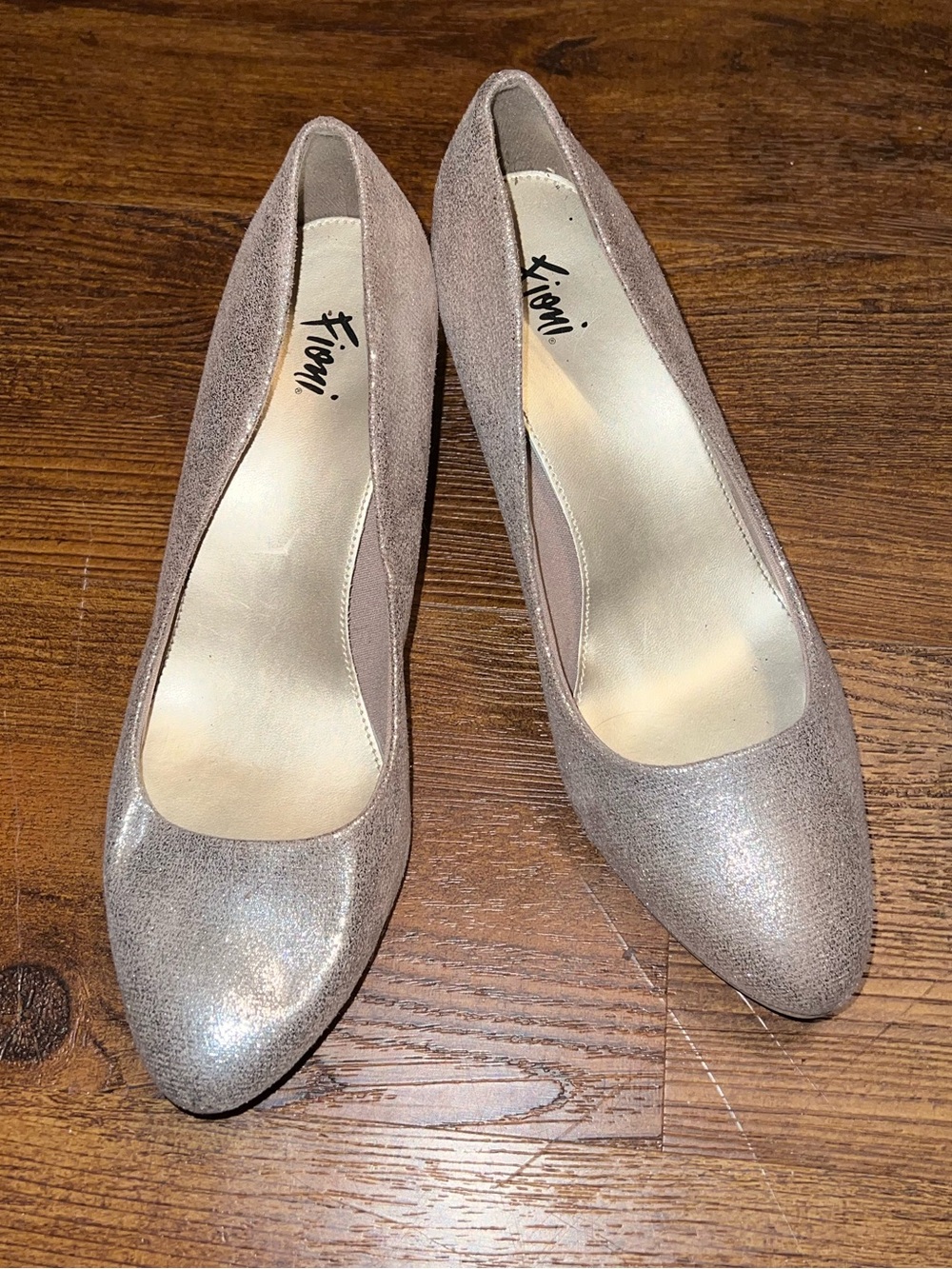 Gold Glitter Pumps Pointed-Toe Y2K Glam Cocktail Metallic Heels Size 8